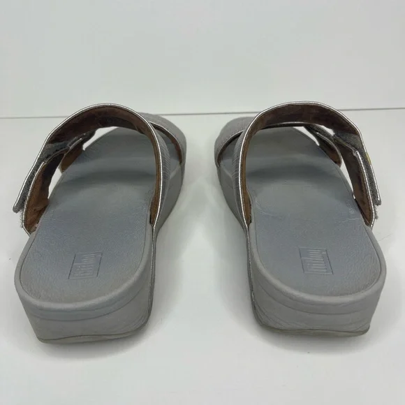 FitFlop Women’s 8 Silver Glitz Mina Textured Slip On Comfort Walking Sandals - Picture 6 of 12